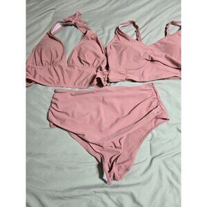 Unknown brand xl women's pink 3 piece swimsuit